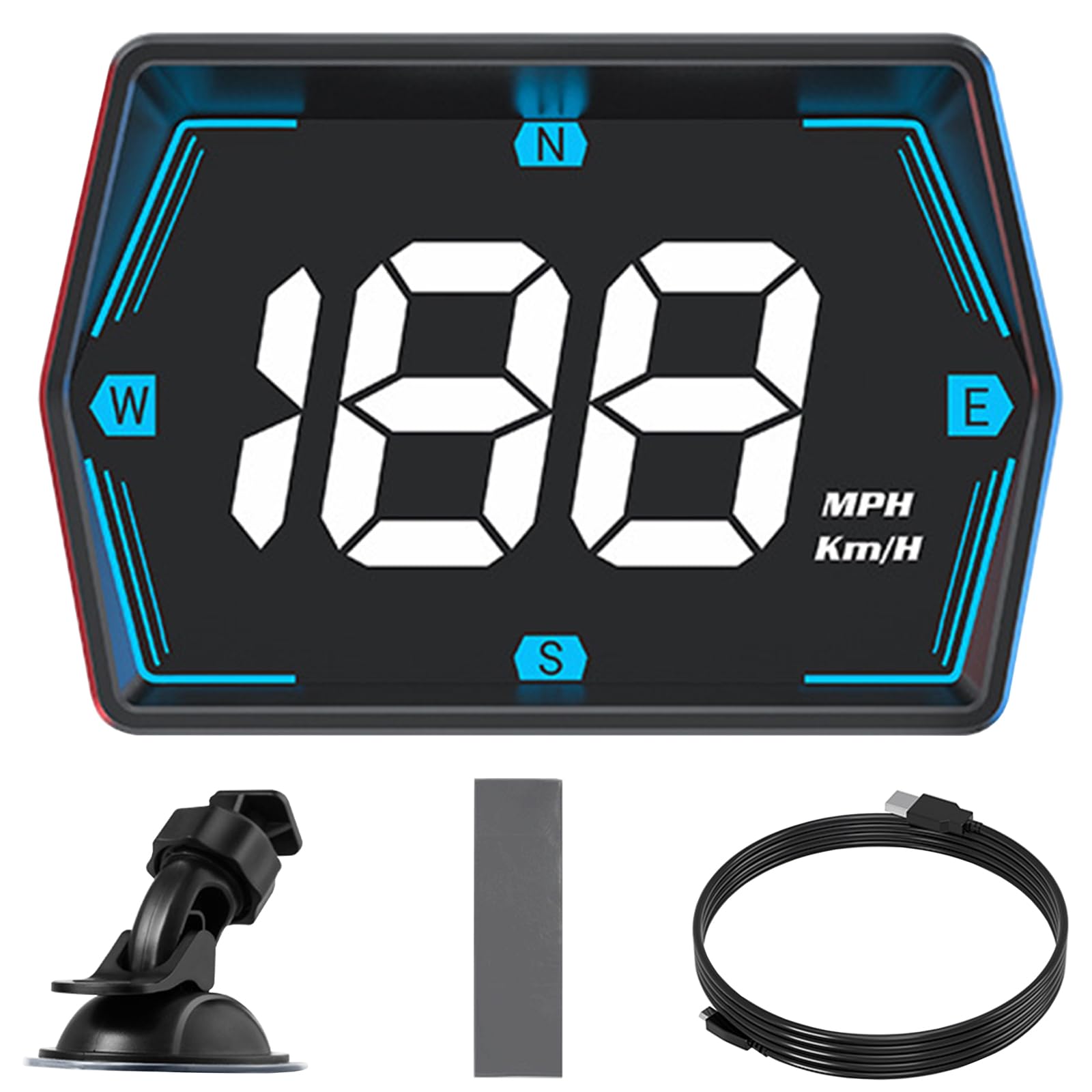 HhBdy Head Up Display Auto, Gps Tacho USB-Plug-and-Play 7.7 cm Geschwindigkeitsmesser Universelle Auto HUD Head Up Display mit Haube für Alle Fahrzeugtypen（G20）