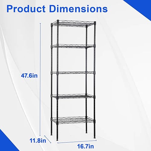 Miniatura 3 de Estantes de almacenamiento con marco de metal, estantería de alambre de 5 niveles, estante de almacenamiento certificado NSF, estante de