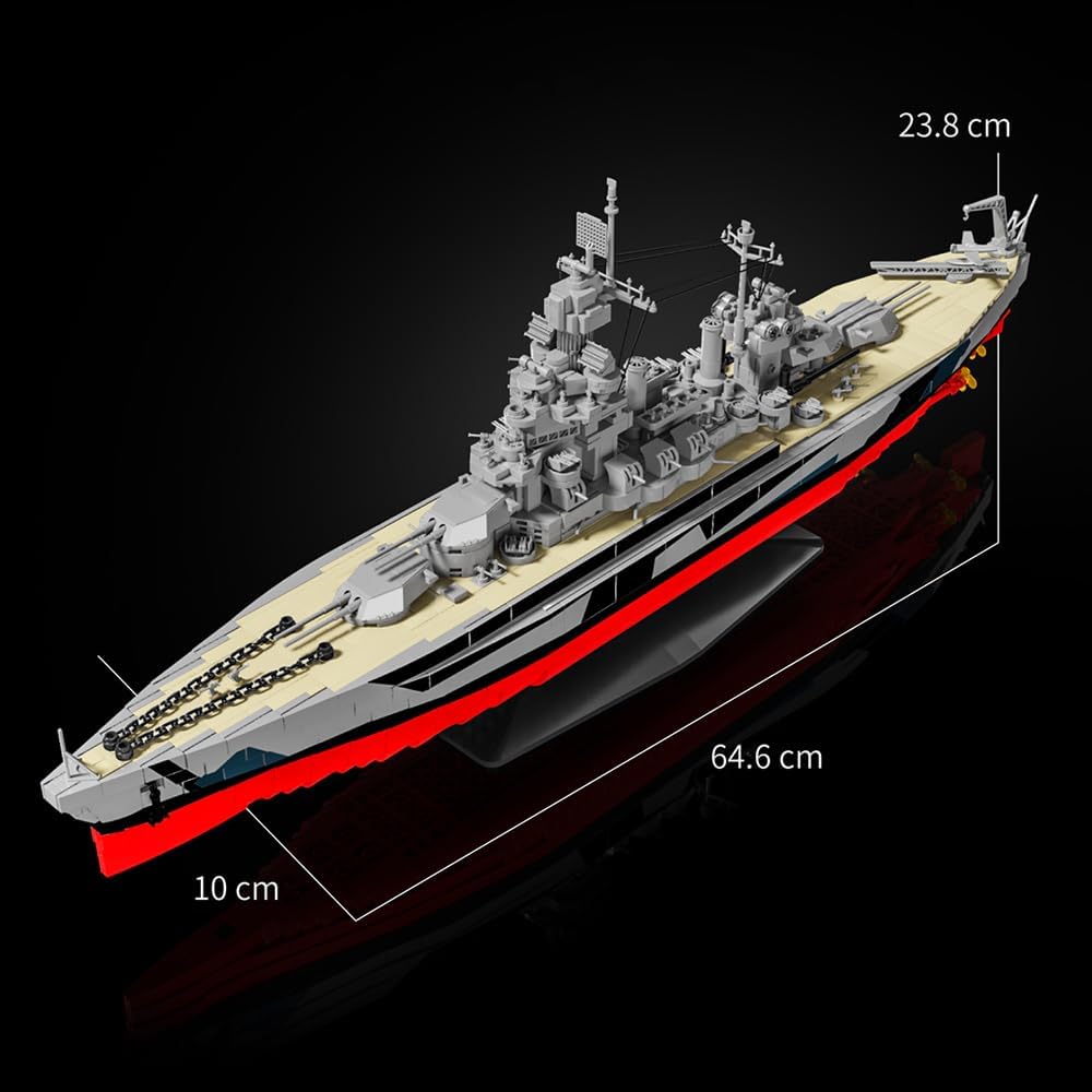 Colorado Battleship (BB-45) Building Block Set World War II U.S. Navy Pacific Fleet MOC Model Gift Toy Ship for Adult and Military Enthusiast Collection and Display