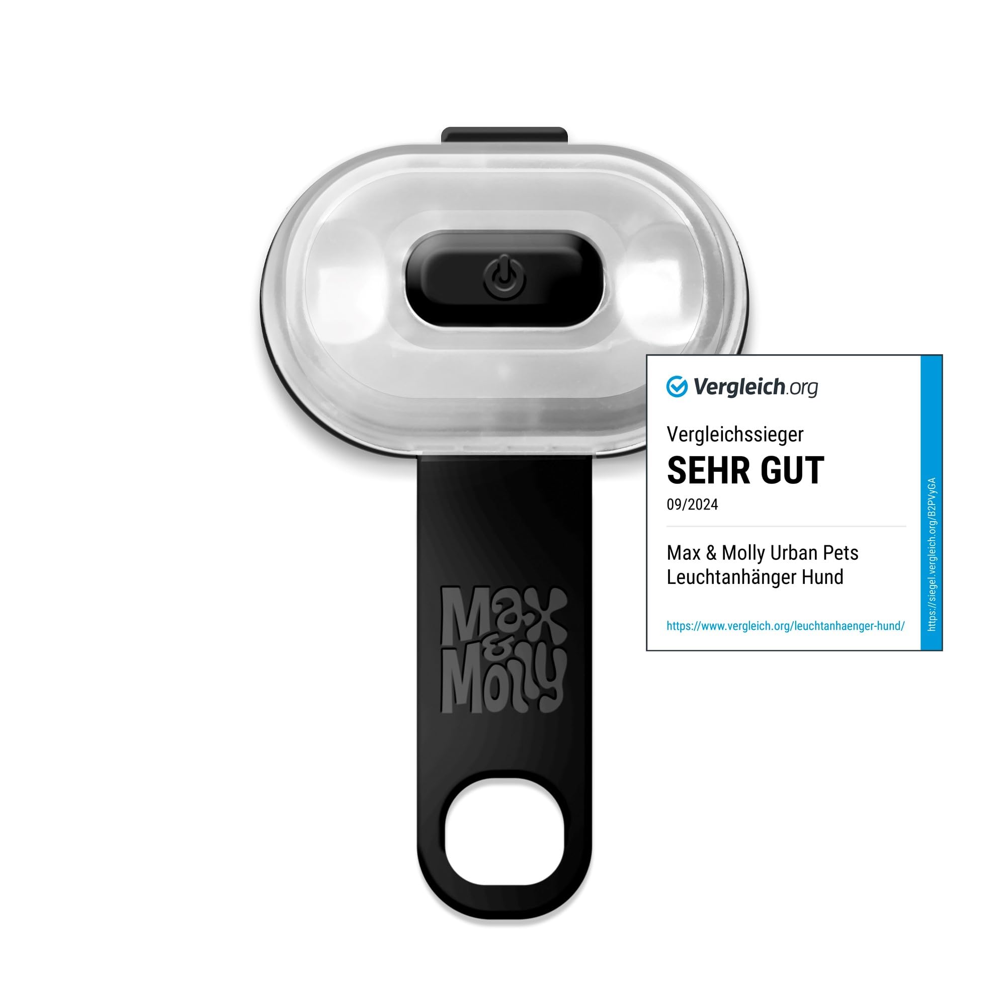 Max & Molly Pet Light | Midnight Black | Usb Charged No Batteries To Replace | 100% Waterproof | Ultra Bright LED Safety Light, One Size Fits All