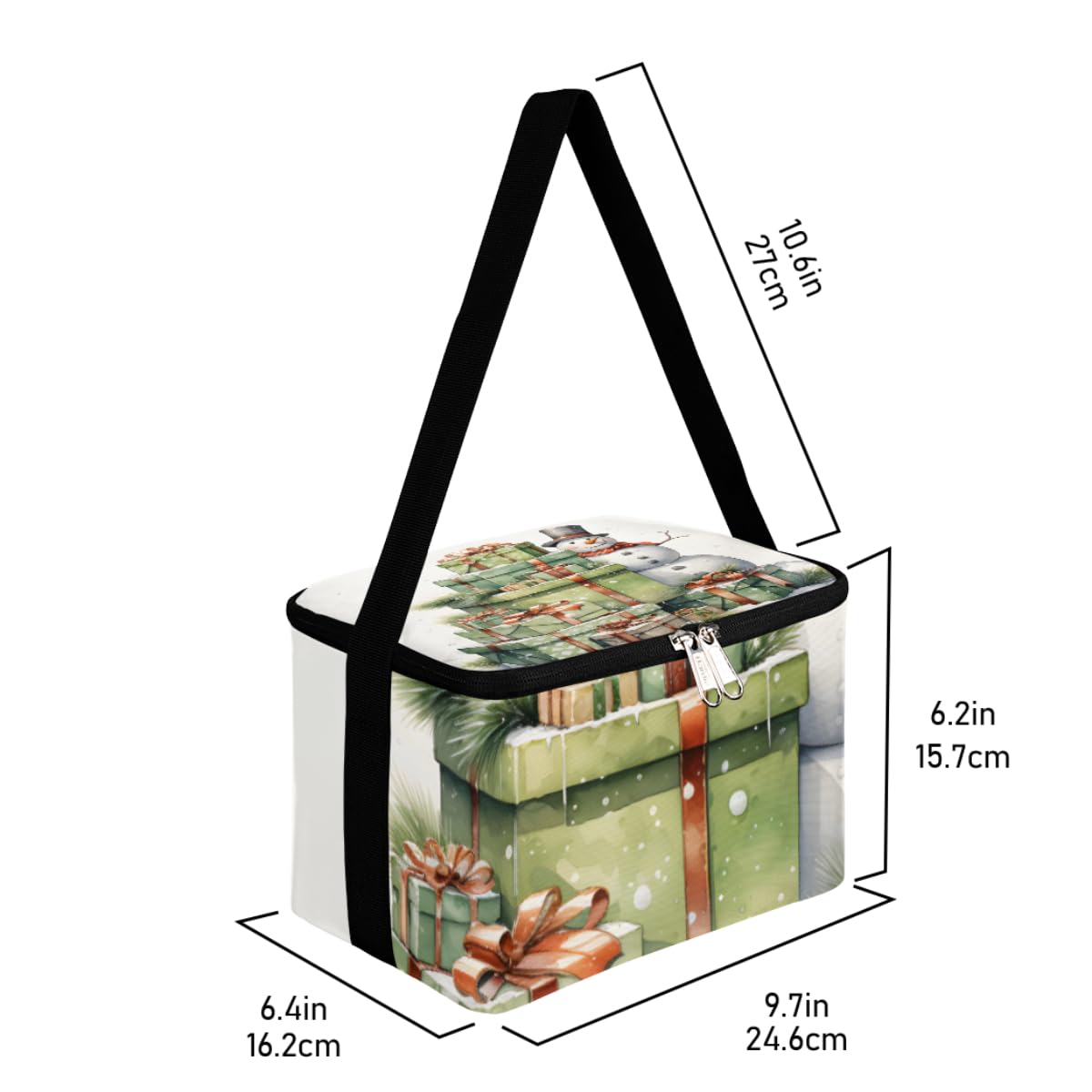GzLeyigou Lunch Bags for Women Men 9 Cans,Snowman with Xmas Gifts Hot & Cold Food Delivery Bag Insulated Grocery Bag Insulated Lunch Box Cooler Bag for Office Work Picnic Beach