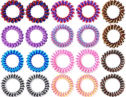Preisvergleich Produktbild Elastische Haargummibänder, keine Beschädigung, rückstandslos, transparenter Kunststoff, keine Falten, spiralförmig, für Pferdeschwanz-Halter, elastisch, 20 Stück