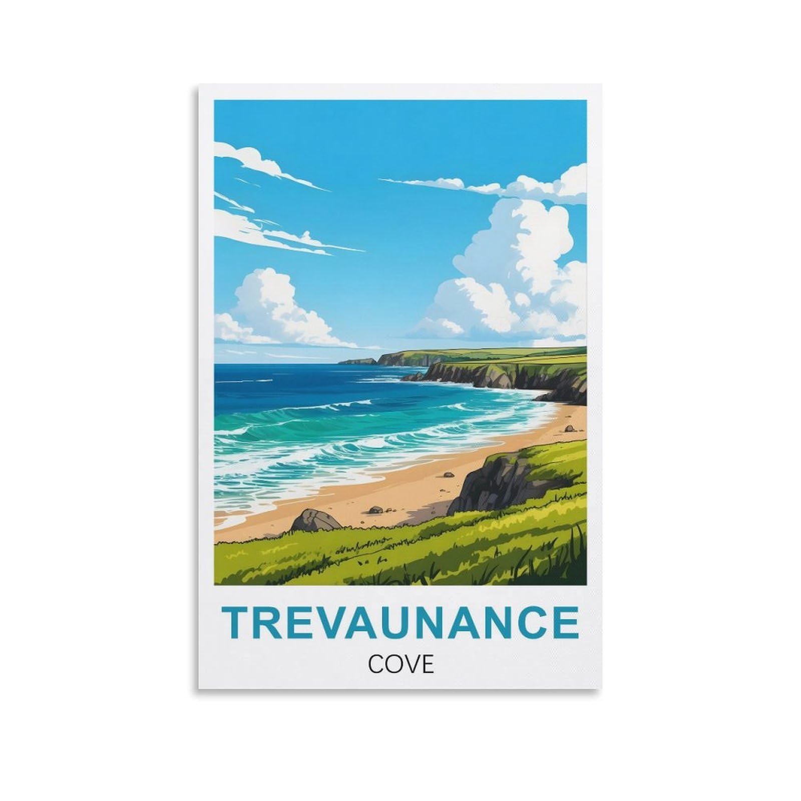 EZMLFA Diamond Painting Kits for Adults,Trevaunance Cove Cornwall 5D Diamond Painting Kit for Adults Beginners, DIY Full Round Drill Gem Art Kits for Home 40x50cm