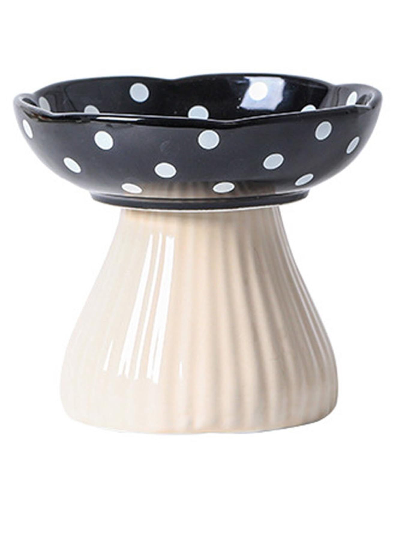 XJYYLX Elevated Mushroom Cat Bowls Ceramic, Raised Cat Bowls for Indoor Cats, Cute Whisker Fatigue Cat Bowl, Raised Dog Bowl Stand for Food and Water,