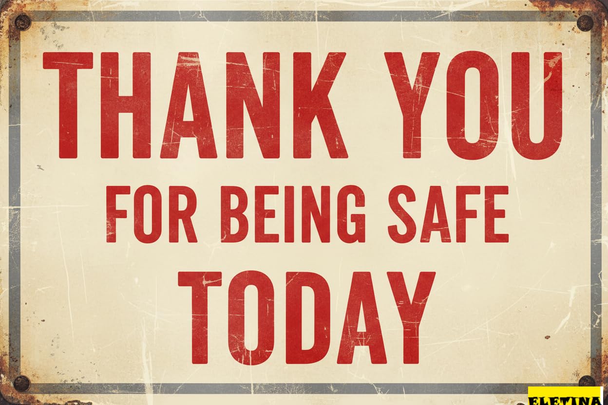 Vintage Metal Tin Sign for Man Cave Thank You Being Safe Today Hazard Safety Slogans Notice 8x12 S Private Property Decorative