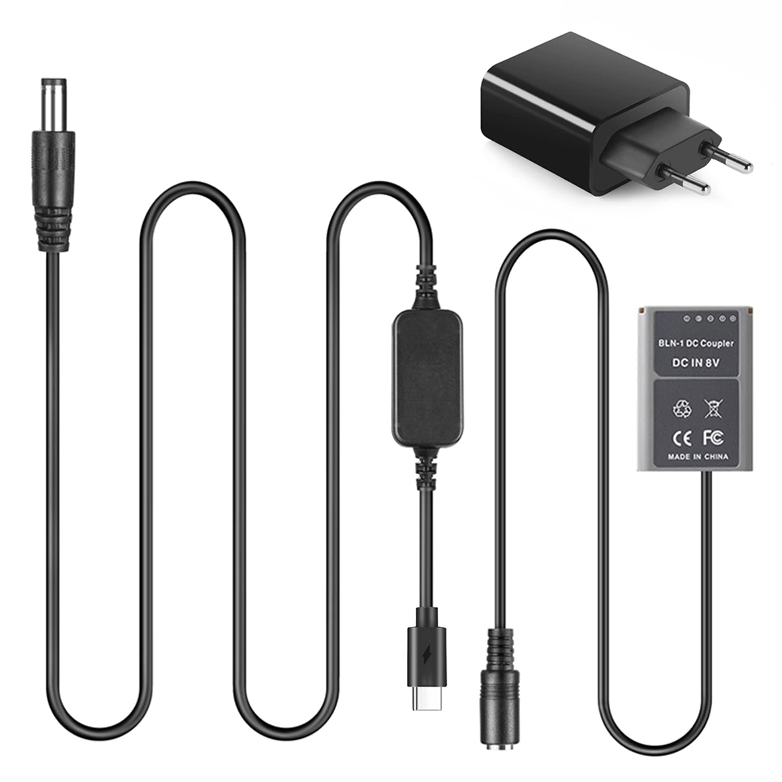Raeisusp PS-BLN1 Virtual Battery PD Adapters Kit for USB Type C Cable BLN-1 DC Coupler for Olympus OM-D E-M5 II 2 E-M1 Pen E-P5