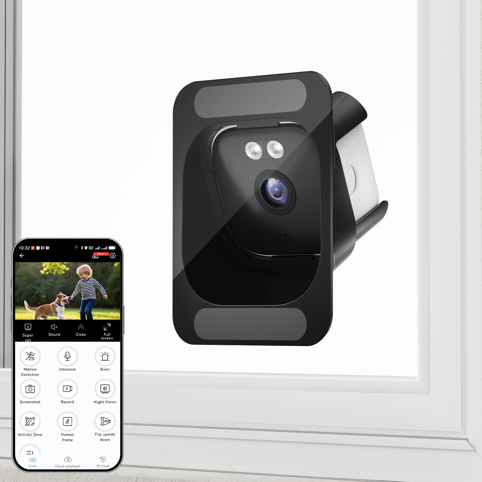 Amazon.co.jp: Dosikc 眩光対策窓カメラ 2K防犯カメラ 真っ黒でも