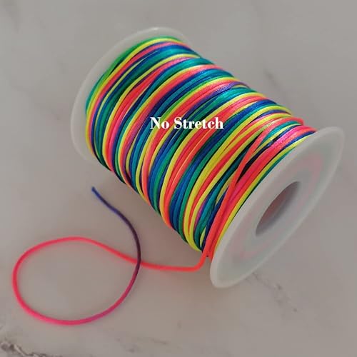 Miniatura 3 de Cuerda de nailon arcoíris de 328 pies para trenzas de cabello, trenzas de 0.059 pulgadas, hilo de satén para abalorios, pulseras, collares, joyería,