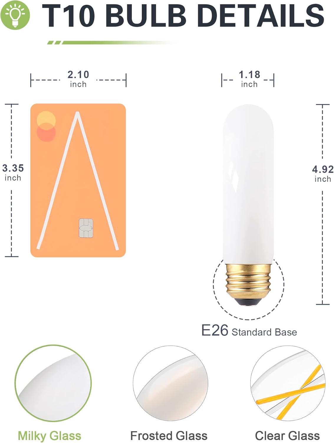 40W Equivalent Milky T10 LED Bulb, Deep Frosted Dimmable T30 Invisible Filament Edison Light Bulb, Soft Warm 2700K, 4 Watt E26 Standard Base Tubular LED Bulbs for Chandelier Piano Cabinet Lamp, 3 Pack