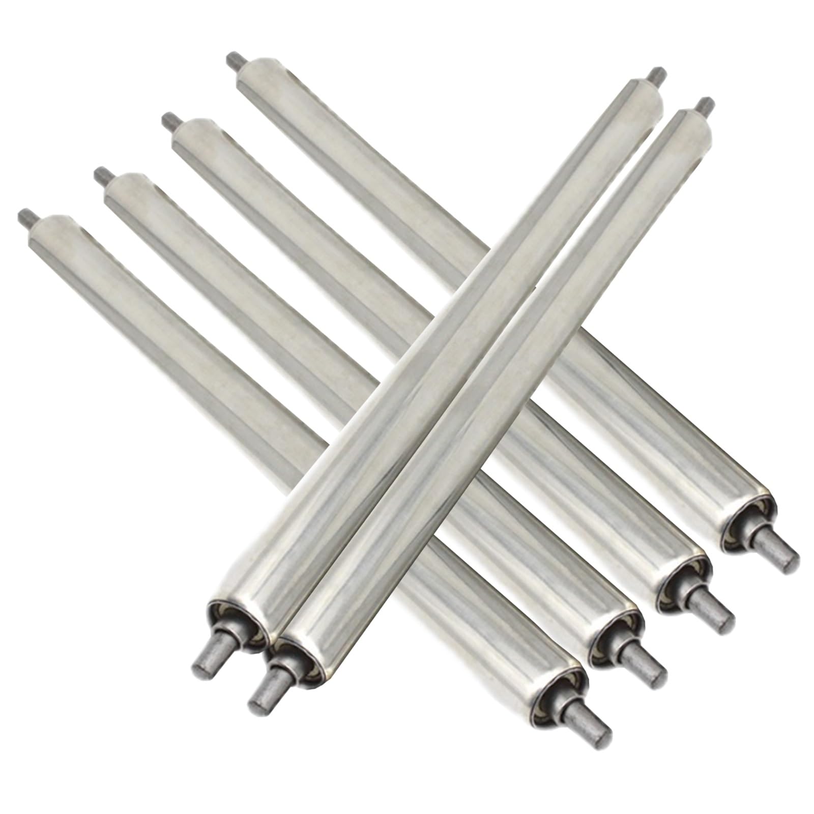 Paquete de 6 ruedas de rodillo de acero inoxidable con rodamientos, 1.5 pulgadas de diámetro, 150 mm de longitud, repuesto resistente para equipos industriales y cortacésped. Soluciones