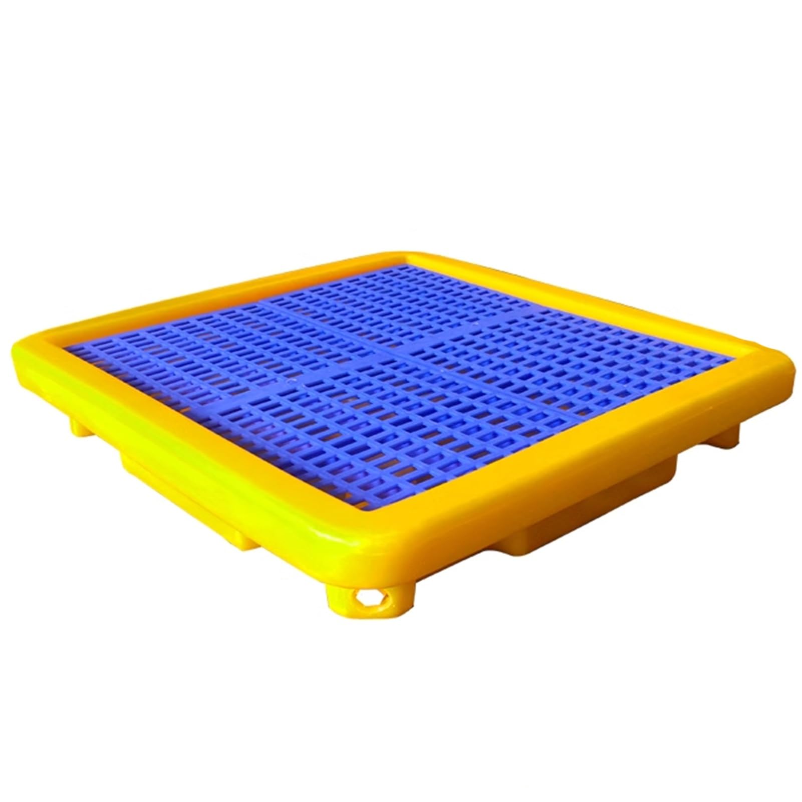 QUSYZD Oil Spill Containment Tray, Leakproof Polyethylene Pallet with Drain Outlet, Stackable Anti-Skid Platform for Oil Drums & Paint Buckets in Warehouses & Facto,26.77x26.77x4.72in/68x68x12CM