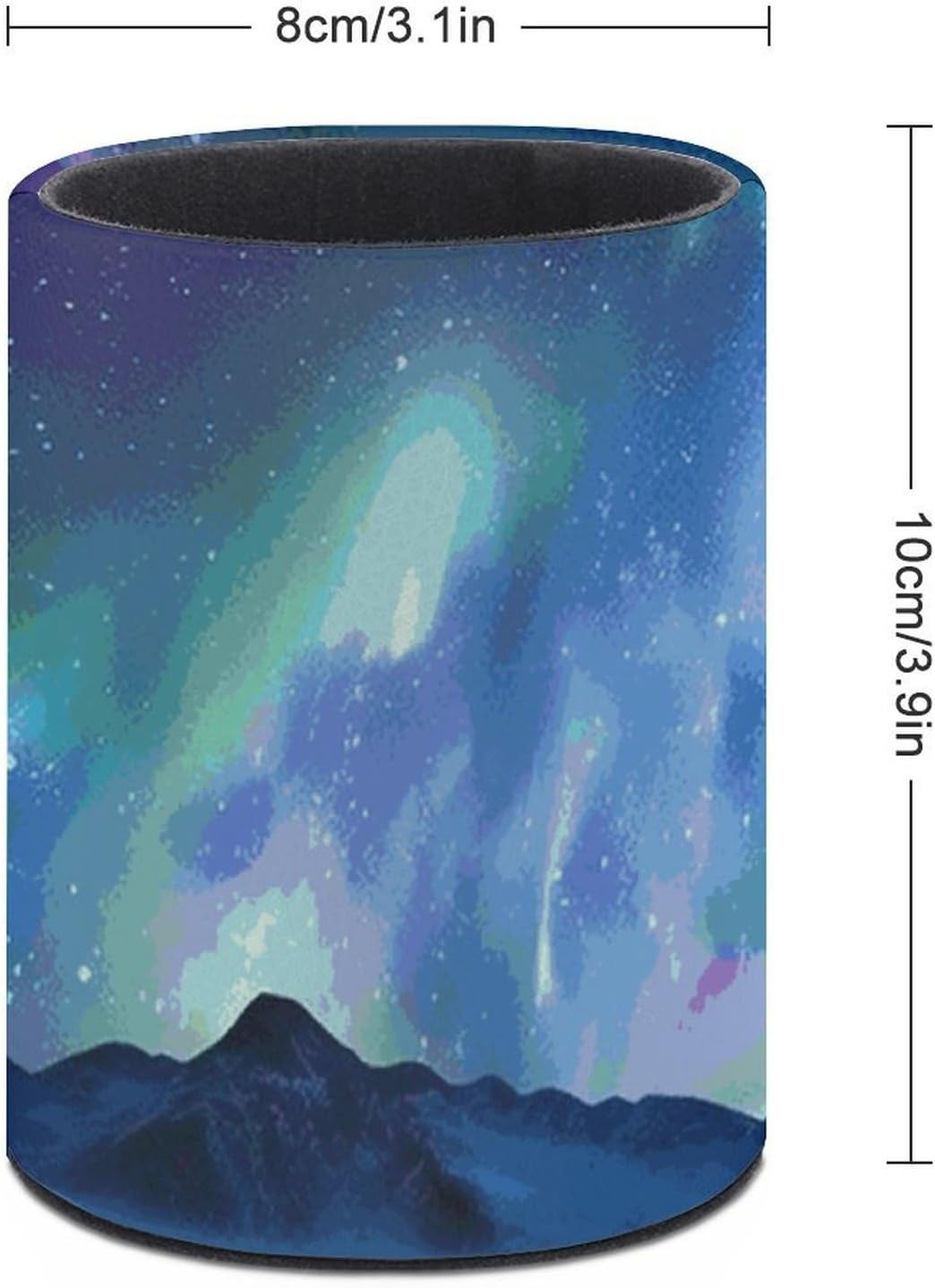 Northern Lights Pen Holder Premium Durable PU Leather Cylindrical Pencil Cup Multi-functional Round Desktop Organizer for Workspace Vanity Counter Home Office Bathroom Storage image 2