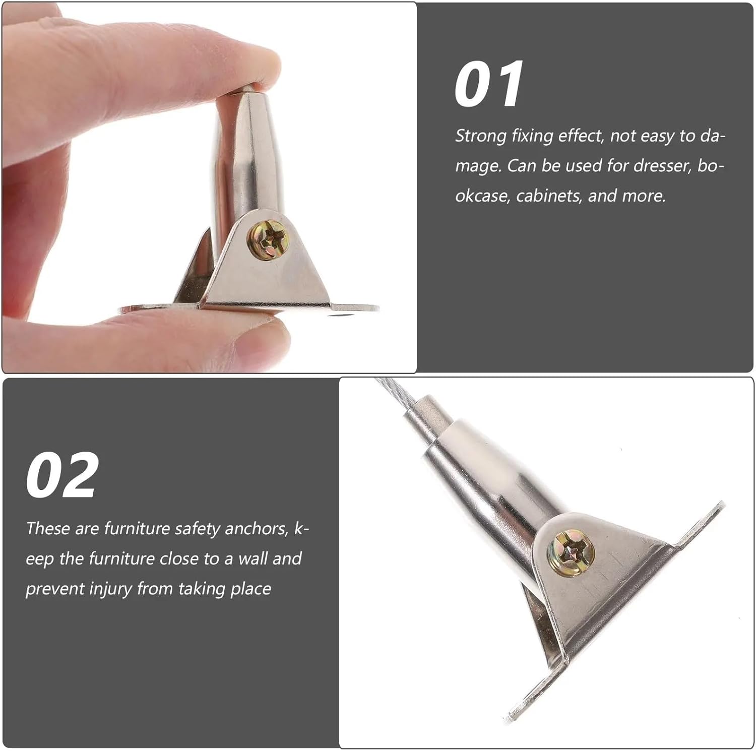 Lawsen Furniture Anchors 20pcs Furniture Anti-tip Anchors Wall Kit Bookshelf Dresser Stainless Steel Straps Cabinets Fixing for Furniture Dresser