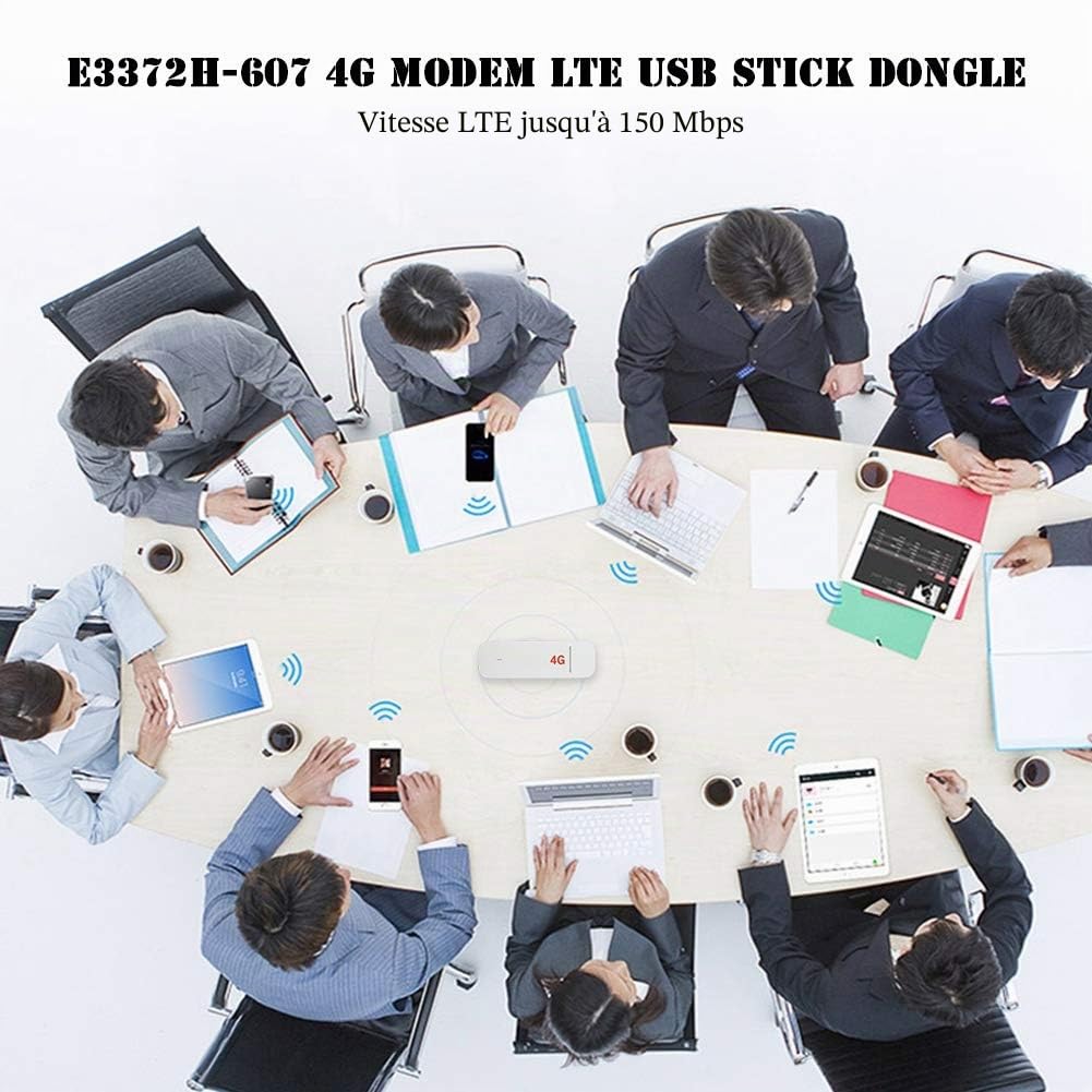 Diyeeni 4G LTE Clé USB Dongle WiFi 150Mbps E3372h-607 Modem 4G LTE Clé USB Routeur WiFi de Poche Carte de données Multi-Mode Hotspot Mobile, Prise en Charge antenne Externe