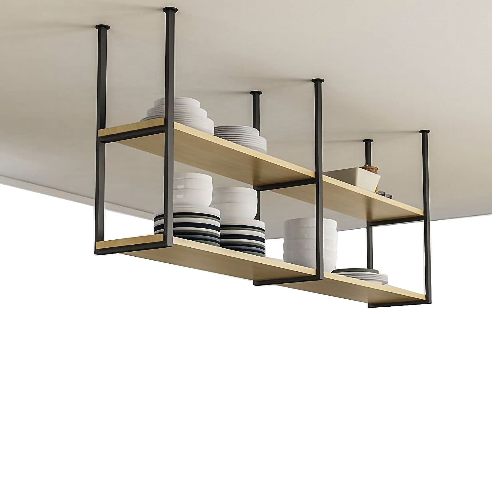 Étagère de plafond suspendue DASHADAO avec casier à vin vintage en bois pour cuisine