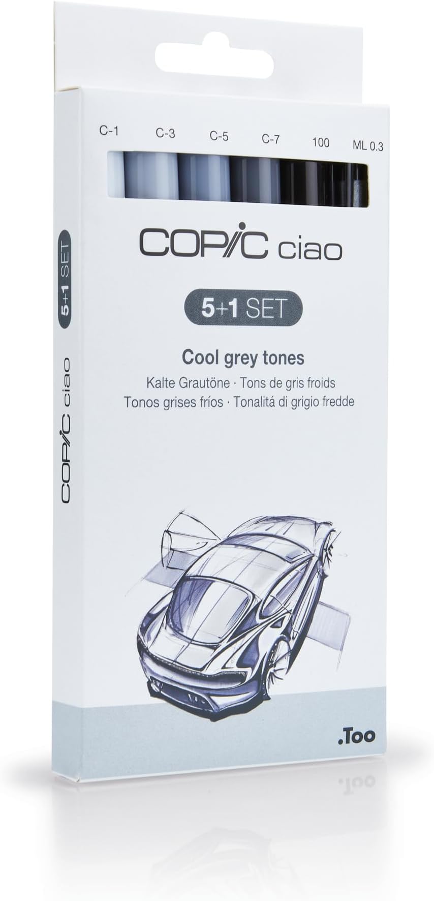 Ciao Coloured Marker Pen - 5+1 Set Grey Tones, For Art & Crafts, Colouring, Graphics, Highlighter, Design, Anime, Professional & Beginners, Art Supplies & Colouring Books