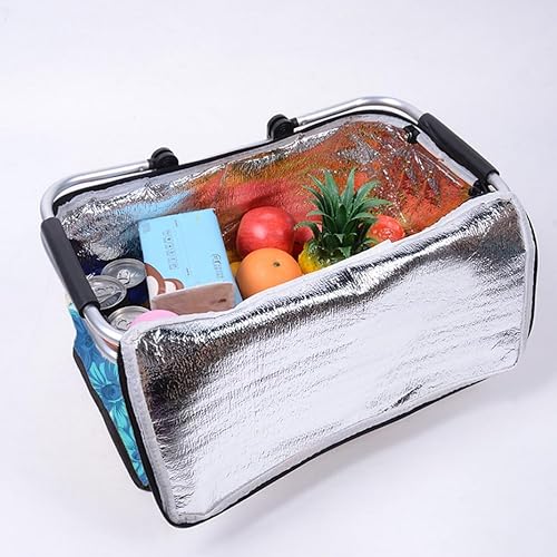 Miniatura 4 de Cesta de picnic aislada para playa, bolsas enfriadoras, bolsas reutilizables de almacenamiento para camping, viajes, playa, entrega de alimentos,