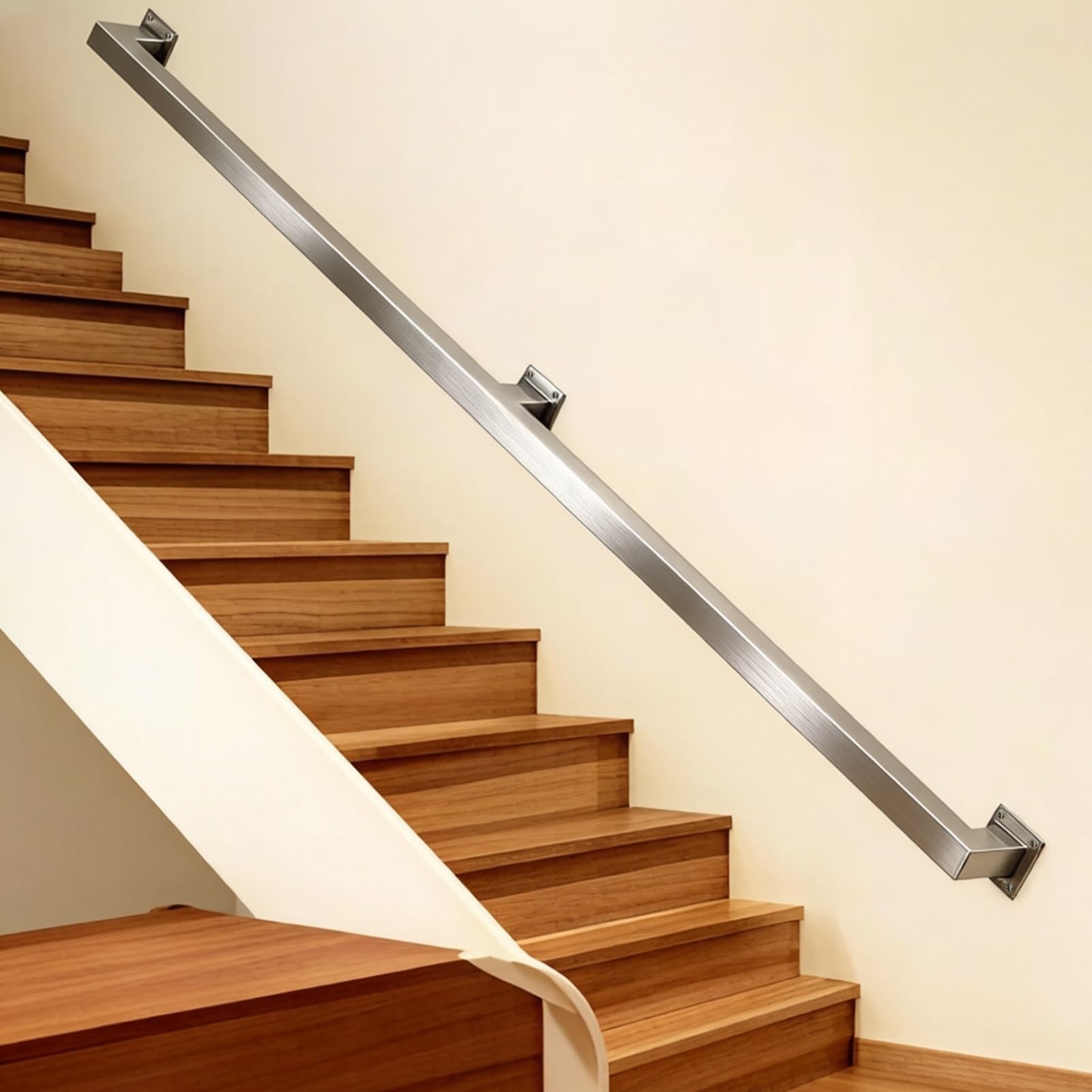 Liyadolaam Women's One Color Stainless Steel Silver Handrail Grab Rail Indoor Or Outdoor Steps 200Kg Load Capacity Non-Slip Safety Stair Railing Kit For Porch Deck Corridor(9Ft/270Cm)