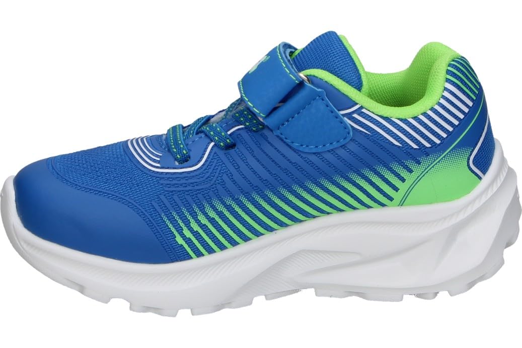 Joma Zapatillas con Luces Aquiles para Niño – Deportivas Azules con Detalles en Verde – Sneakers con Cordones y Velcro – Transpirable – Puntera Reforzada – Flexibles – Modelo JAQUIS2605V – 32 EU
