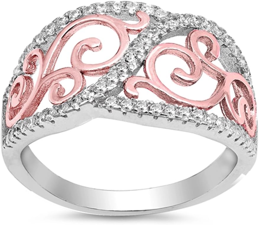 CHOOSE YOUR COLOR Sterling Silver Filigree Swirl Ring