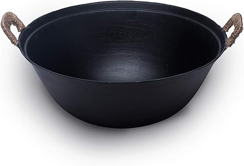ZhenSanHuan Wok de hierro fundido hecho a mano, sin revestimiento, sin pintura, saludable y duradero (12.6 pulgadas)