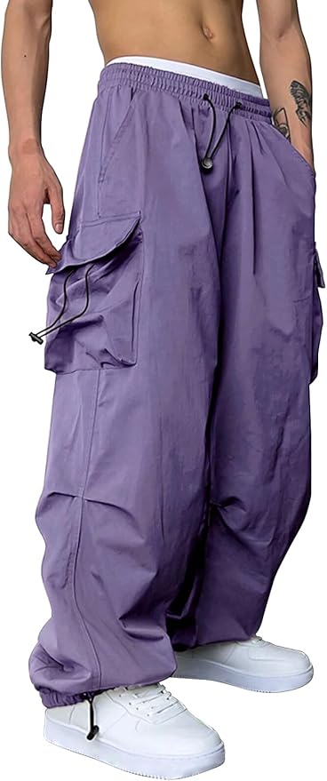 Pantalon Cargo Baggy Homme Avec Poches Multiples - Taille élastique, Style Y2K Années 90