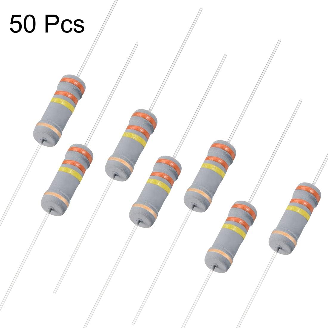 Sourcingmap 50Pcs 330K Ohm Resistor, 2W 5% Tolerance Carbon Film Resistors, 4 Bands for DIY Electronic Projects and Experiments - Image 4