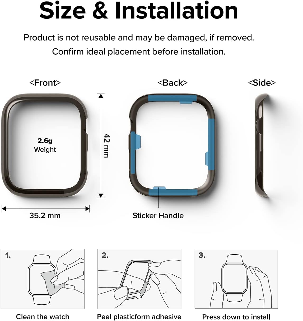 Ringke Bezel Styling [Stylish Stainless Steel Frame] Compatible with Apple Watch Series 9, 8, 7 Case (41mm), Anti Scratch Protector Adhesive Cover Accessory - Graphite (41-11)