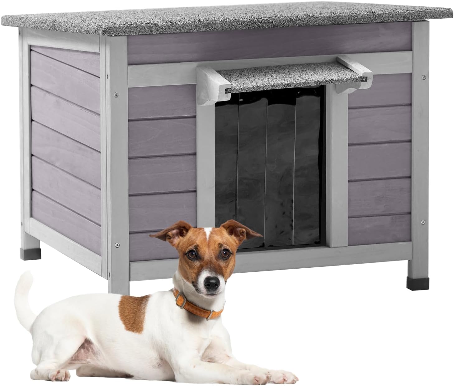 Wooden Dog House for Small Dogs Cats Outdoor Cage Indoor Kennel with PVC Door Flaps