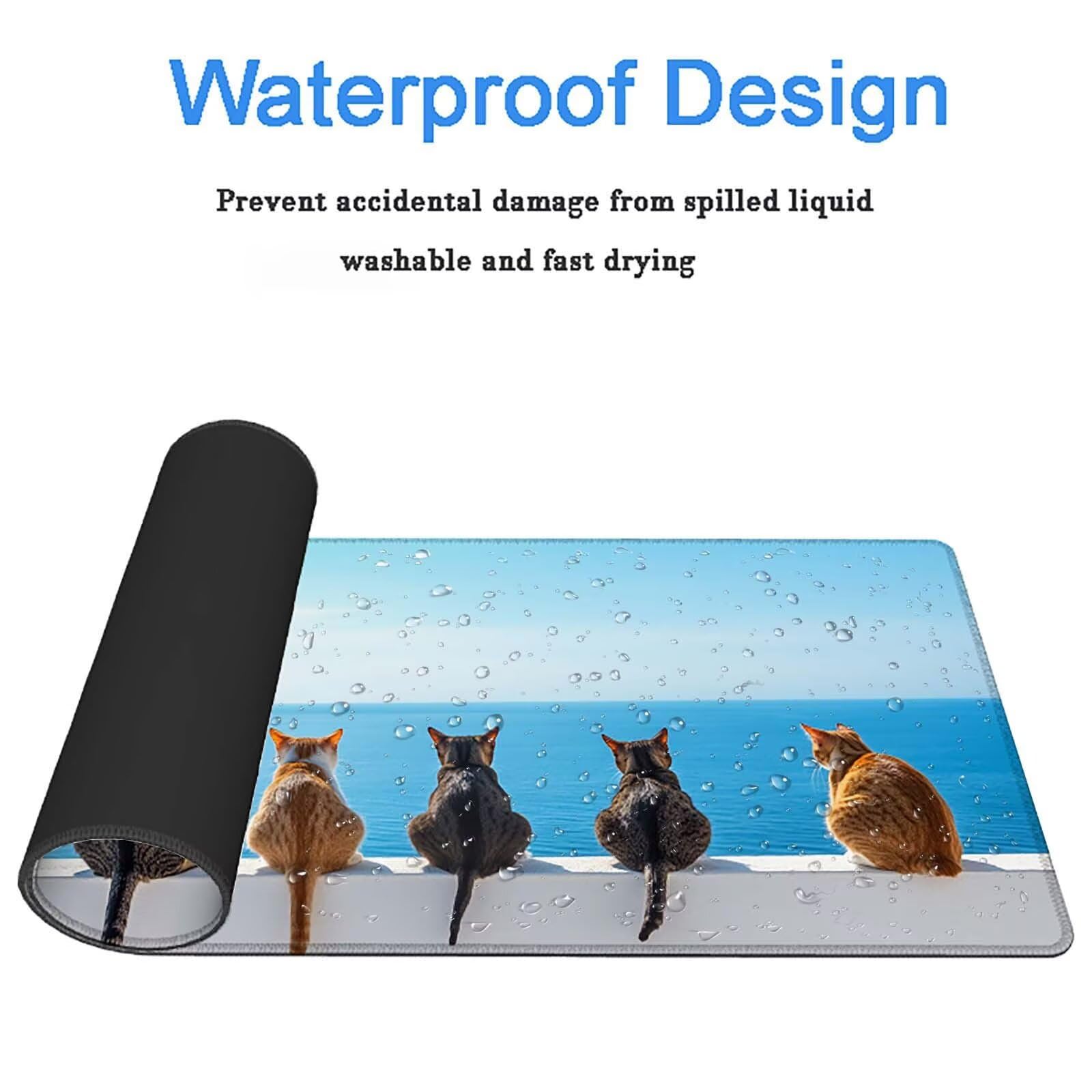 Tappetino Mouse Gaming, 1200x600mm Tappetino Mouse XXL spiaggia 0c0-248 | Mouse Pad Grande, Ottimizzato per i Sensori da Gioco, Migliora Precisione e Velocità, per Mac e PC, gatto