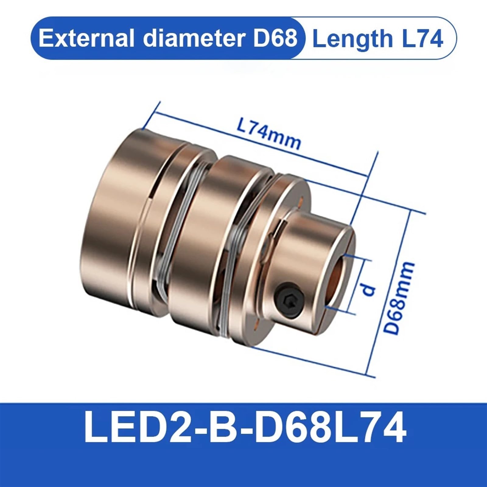 Złącze kołnierzowe LED D68L54/74 elastyczny łącznik wału korbowego aluminiowe membrany uniwersalne złącze do drukarki 3D Kardanowa Rc (LED1-B-D68L54-14X17)