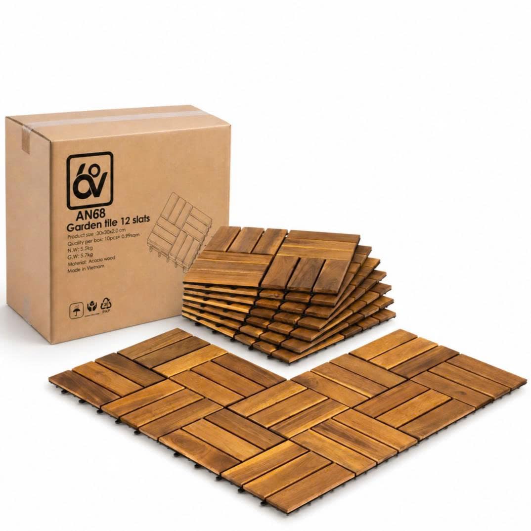 AN68 Acacia Wood Deck Tiles Natural