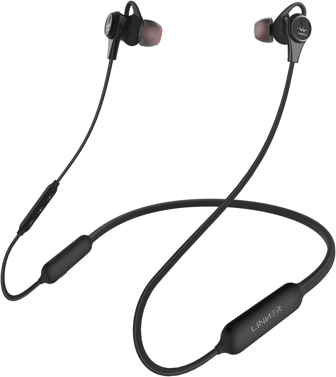 Linner NC50 Active Noise Cancelling Bluetooth Headphones 4.1 Wireless Sports Earphones - HD Stereo, IPX4 Sweat proof, 13 Hours Playtime, Neckband Magnetic Headsets with Mic (Black)