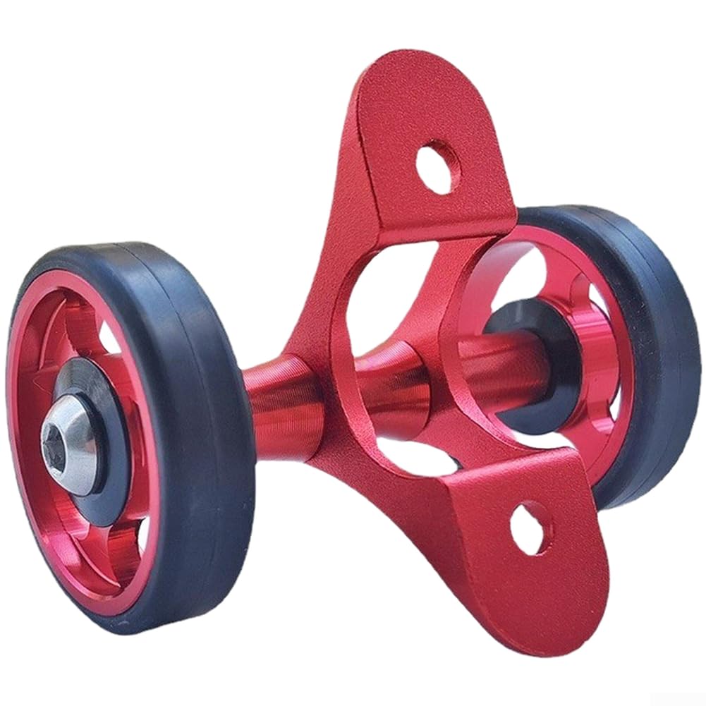 Aluminium Alloy Folding Bike Mudguard Wheels with Smooth Bearings, Compact 42x61x70mm Trailer Cart Wheel for Most Folding Bicycles, Easy Installation Drilling Required(Red)