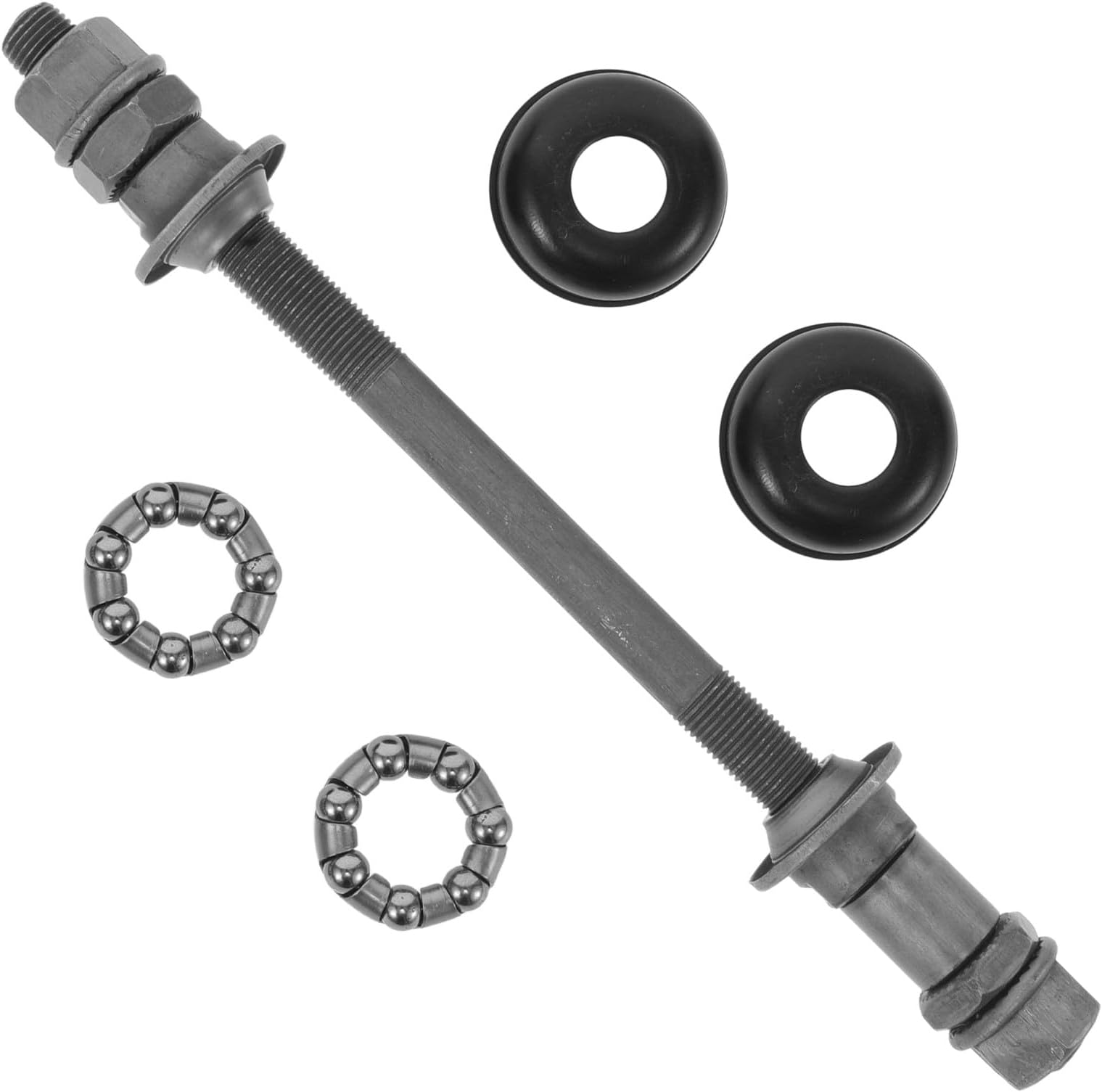 Mountain Bike Hub Kit Rear Axle Solid Shaft 180mm Grey Bicycle Axle Bundle Kit Bearings and Hub Cups for Mountain Wheel Replacement and Cycling Maintenance