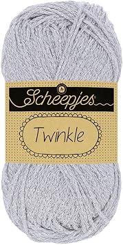 Scheepjes Twinkle 50 g 1.76 oz Metallic Cotton-Blend Yarn, Silver 940-1 Ball