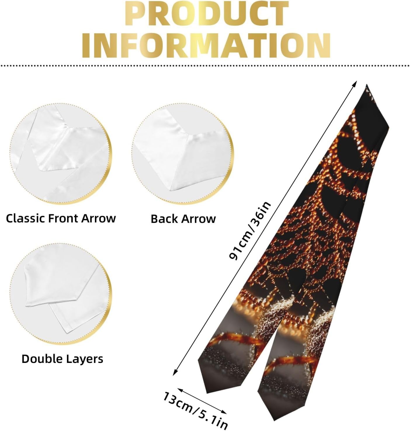 72 In Graduation Shawl Stole with Sharp Corners for Fashionable Comfort Wear with Unique Golden Spider Print