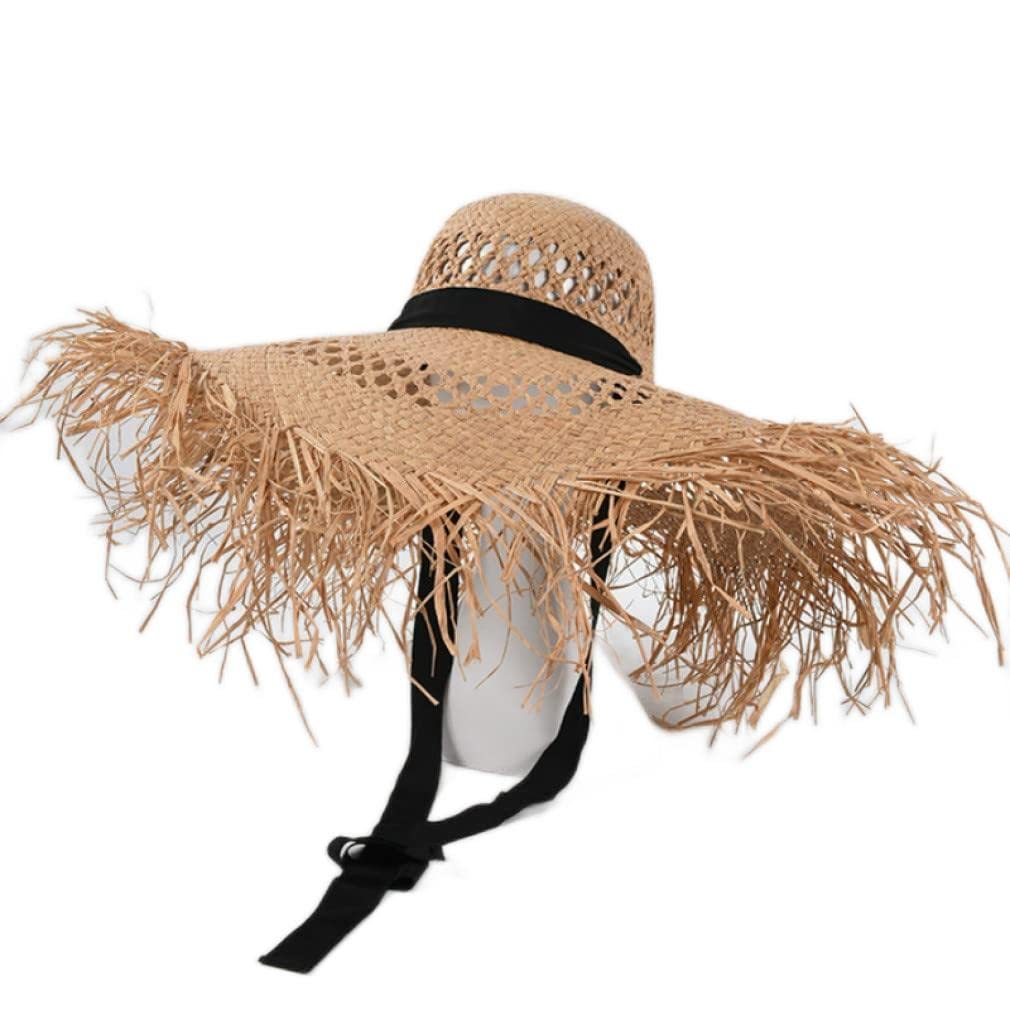 Strandhüte mit breiter Krempe für Frauen, breiter Rand, Sonnenhut, Damen, hohl, atmungsaktiv, Sommer, kühler Strohhut
