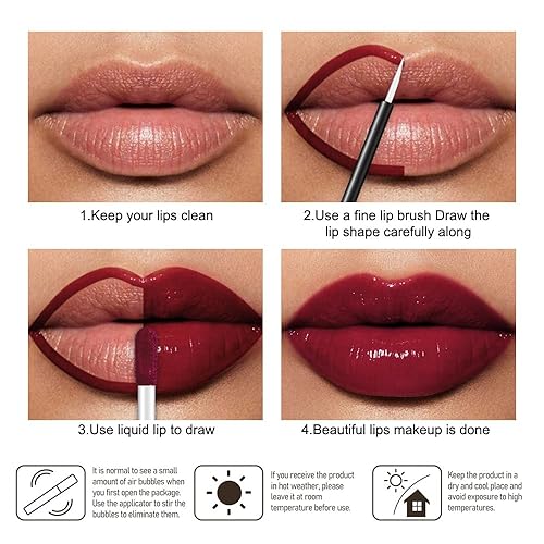 Vista 106 de evpct Juego de 1 lápiz labial líquido mate nude para mujer, peonía, flor, marrón, rosa, mate, larga duración, permanente, 24 horas, lápiz labial