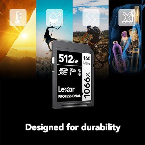 Miniatura 6 de Lexar Tarjeta SD profesional de 512 GB 1066x, UHS-I, C10, U3, V30, Full HD, 4K, hasta 160 MBs de lectura SDXC, para cámaras DSLR y sin espejo