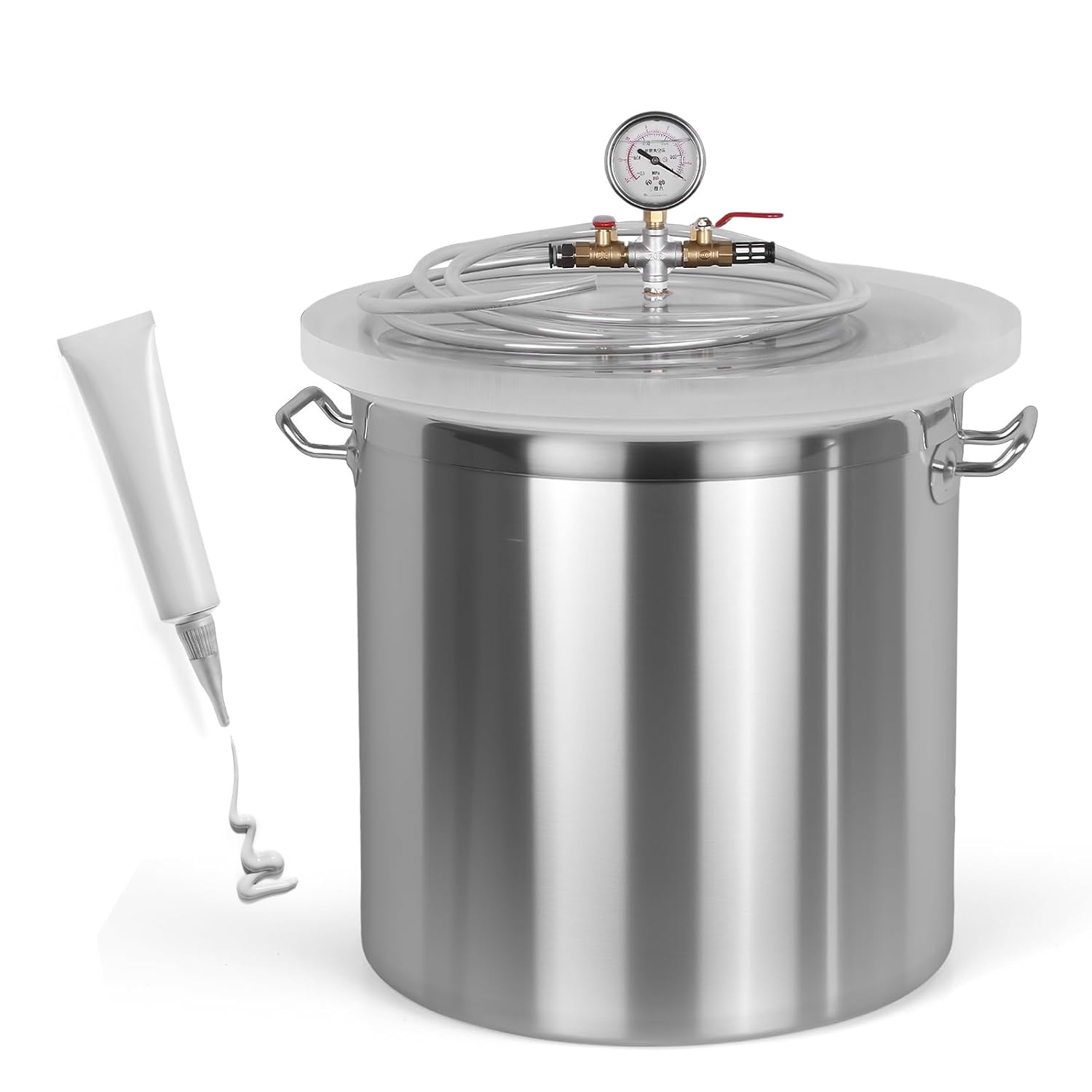 304 Stainless Steel Vacuum Chamber with Clear Lid Degassing Pressure Pot (No Pump Included) Ideal for Epoxy Casting Wood Stabilizing & Essential Oils