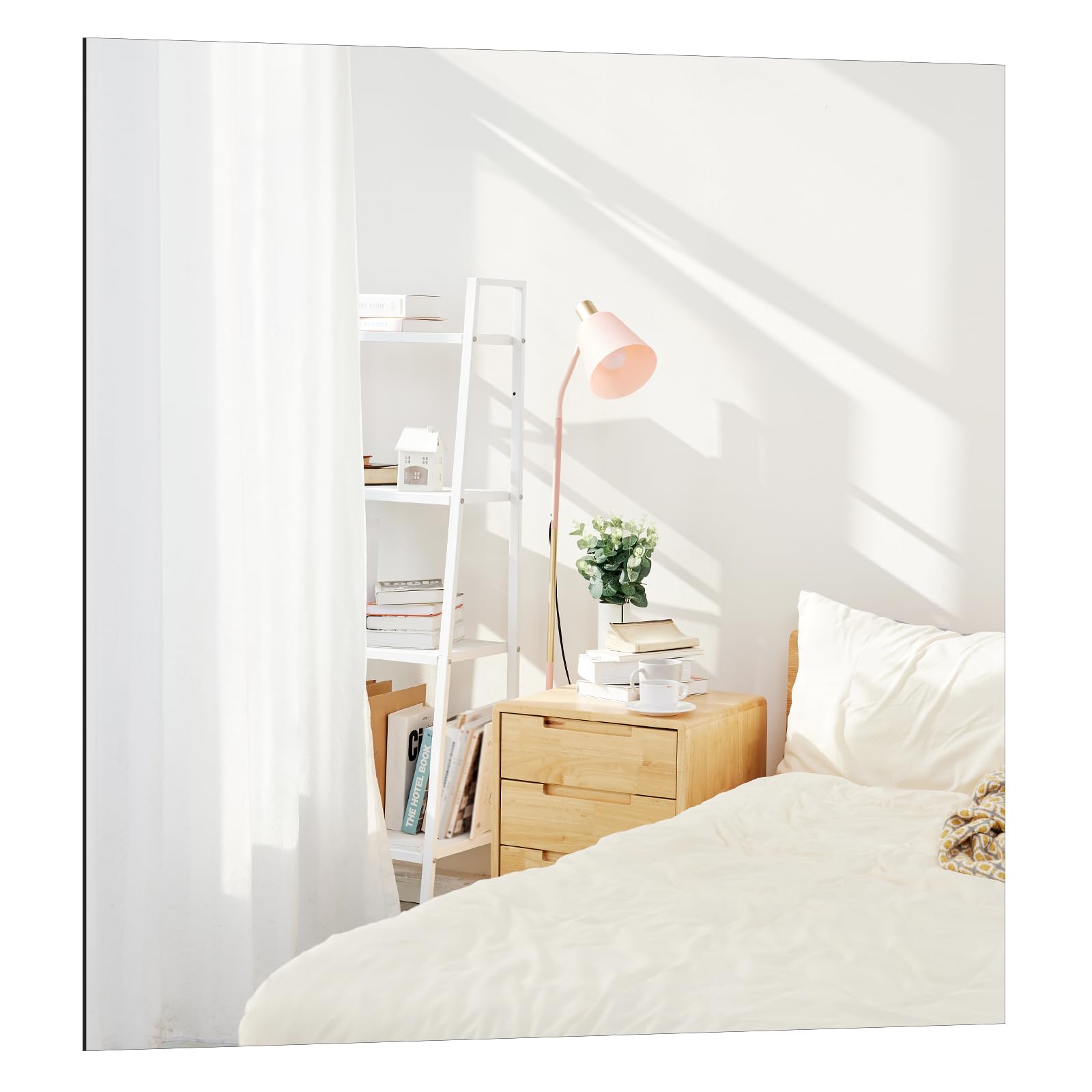 TSKDKIT Specchio autoadesivo grande da 50 cm, specchio da parete quadrato senza cornice, in vetro HD, per bagno, porte dell'armadio, soggiorno, corridoio (50 x 50 cm)