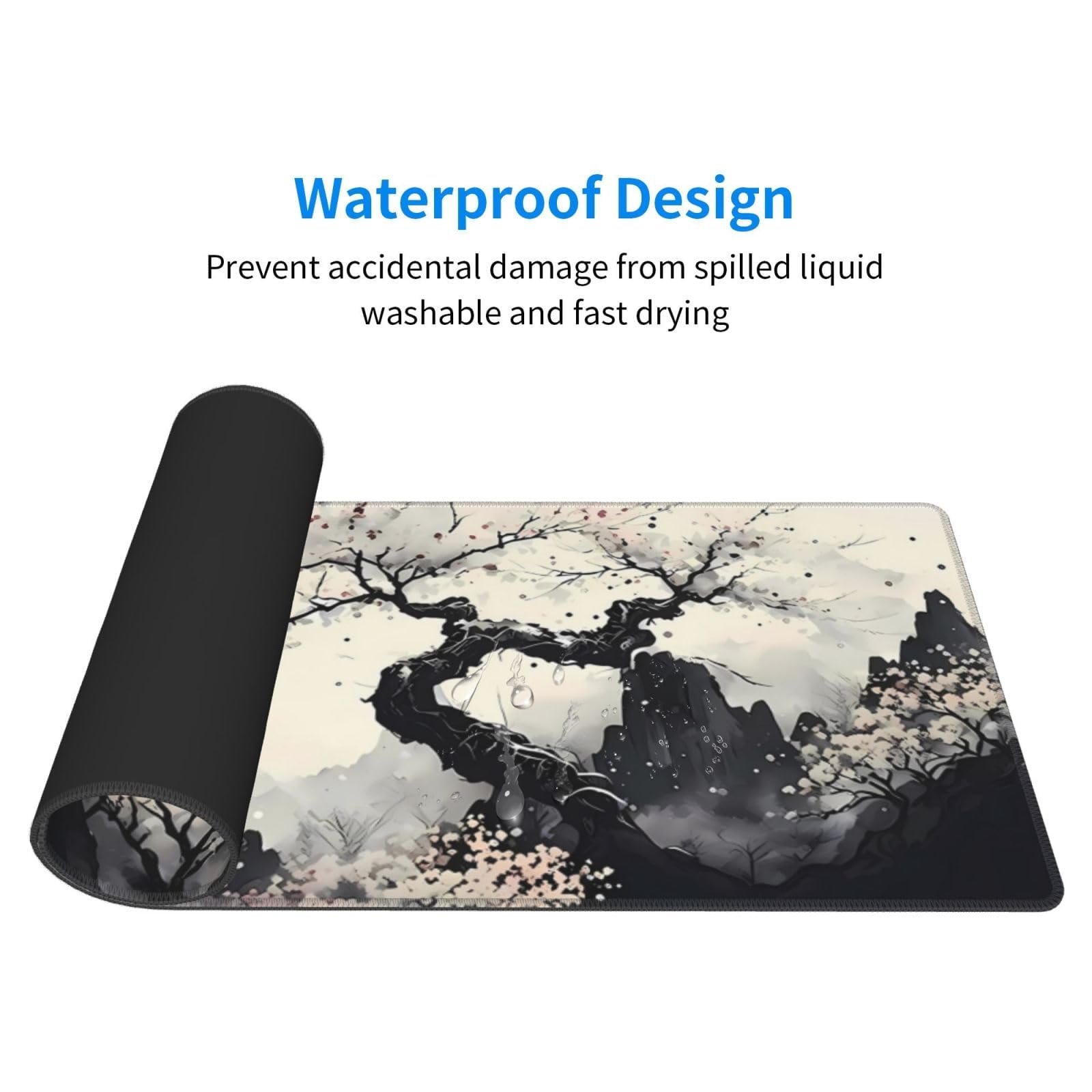Tappetino Mouse Gaming 900x400 mm, Grande Mouse Pad XXL Confortevole, Lavabile, Antiscivolo Tappetino Scrivania Supporto per Computer, PC e Laptop -Ciliegia rosa (Ciliegia grigia)