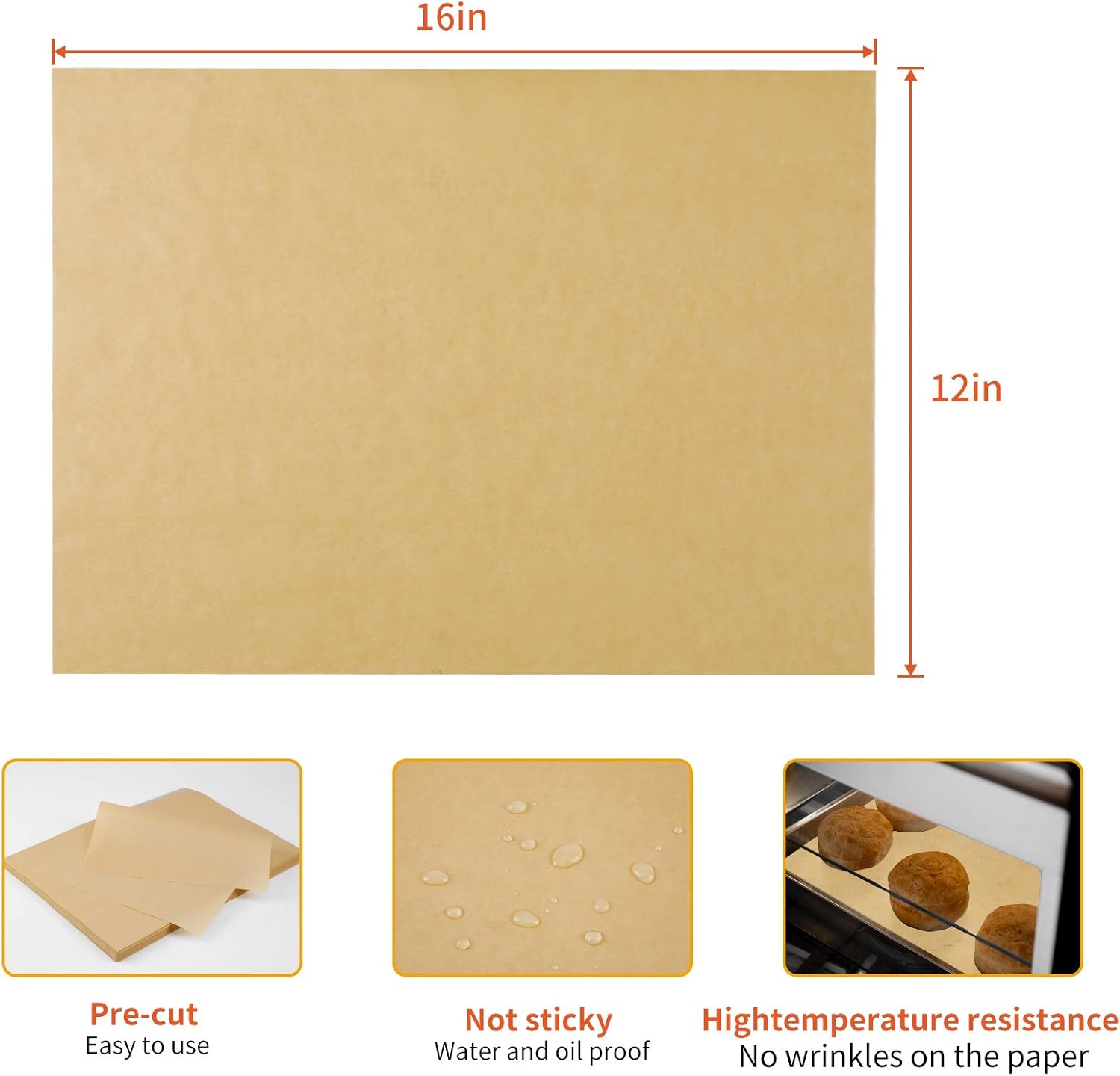 Parchment-Paper Sheets for Baking-Cake Liners - 200PCS 12x16inches Unbleached Precut Non-Stick Parchment Paper for Baking Cooking Grilling Frying: Home & Kitchen