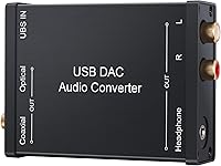 Vista 9 de LiNKFOR Convertidor de conector de auriculares coaxial USB a SPDIF RCA y conector de auriculares de 0.138 in - Adaptador de audio óptico - PCM