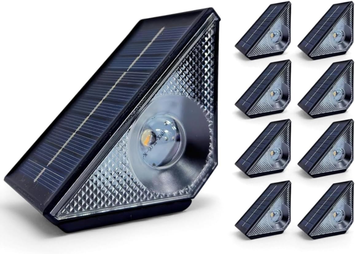 Solar Step Lights, 8 Pack Solar Stair Lights Outdoor Waterproof, Warm White/7 RGB Colors LED Outdoor Deck Light, Outside Lighting Decor for Garden Stair, Deck, Front Step, Front Porch, and Patio