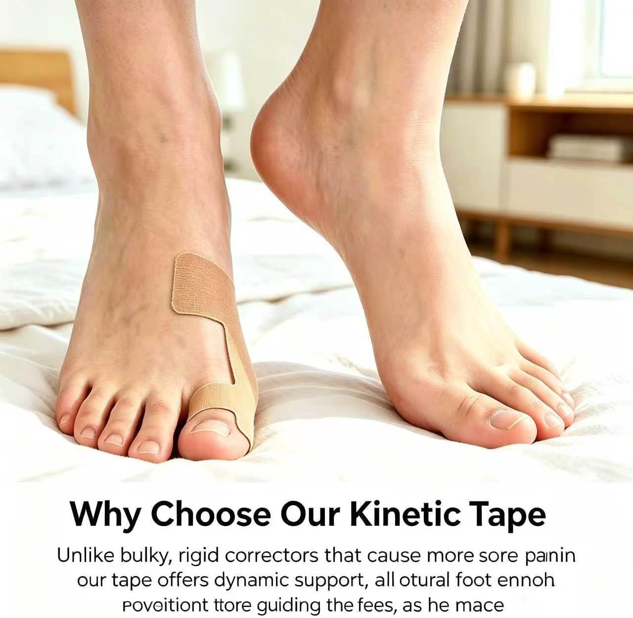 20 Pcs Pre-Cut Bunion Corrector Kinesiology Tape– Elastic, Breathable & Hypoallergenic Latex-Free Toe Support Strips, Skin-Friendly Foot Care Support Strips for Men Women Daily Use (Complexion)