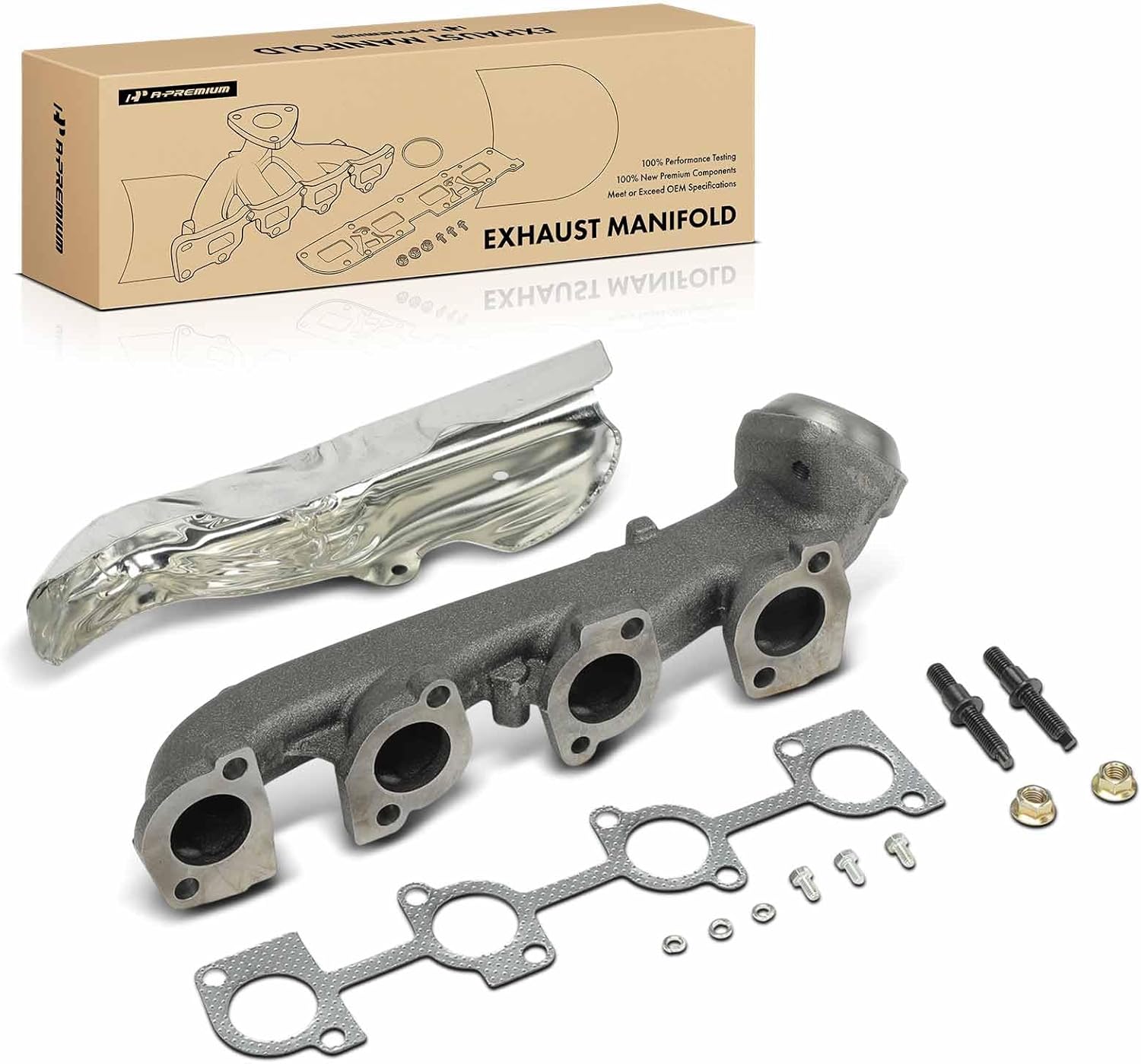 A-Premium V8 4.6L Exhaust Manifold Kit W/Gasket, Nuts, Studs Compatible with Ford Explorer & Mercury Mountaineer, 2002 2003 2004 2005, Left Side