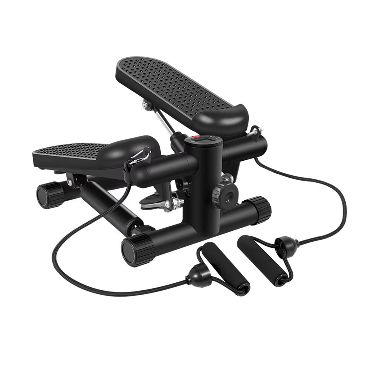 Máquina de Step para Casa, Mini Esccaladora Portátil con Bandas Elásticas y Resistencia Ajustable, Cardio Bajo Impacto con Monitor LCD – Silenciosa para Piernas y Glúteos