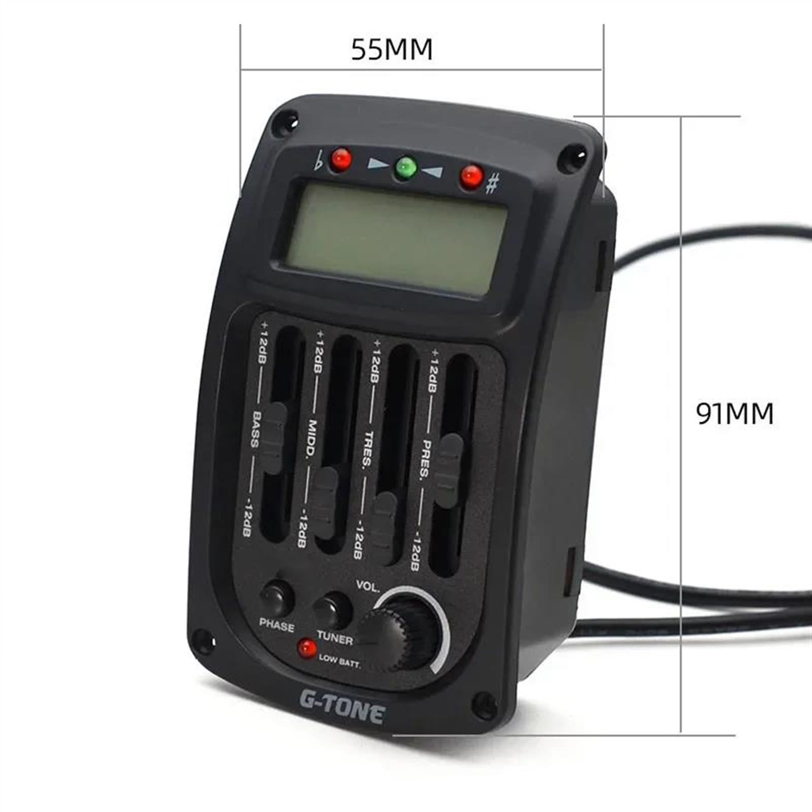 Przedwzmacniacz Gitary Akustycznej Serii G-Tone Przetwornik Piezoelektryczny 4-pasmowy Korektor EQ Tuner LCD Czarny Części zamienne do przetworników gitary akustyczne